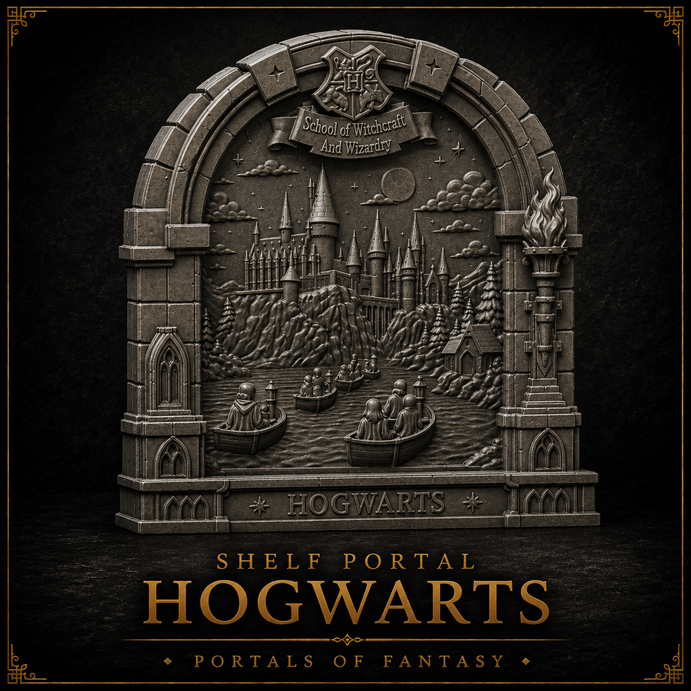 School of Witchcraft & Wizardry Shelf Portal – Fantasy Magic School Display