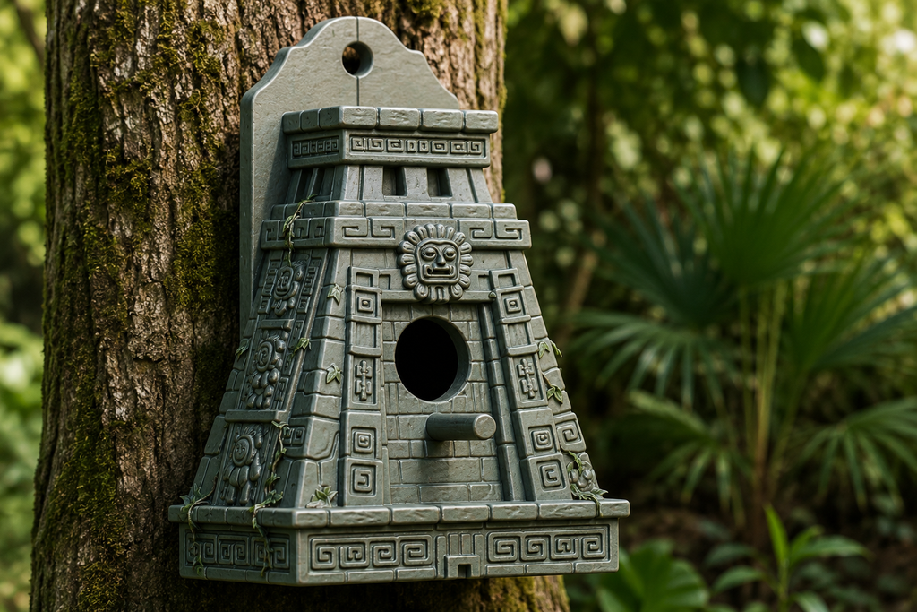 Mayan Temple Birdhouse – Ancient Mesoamerican Outdoor Bird Box