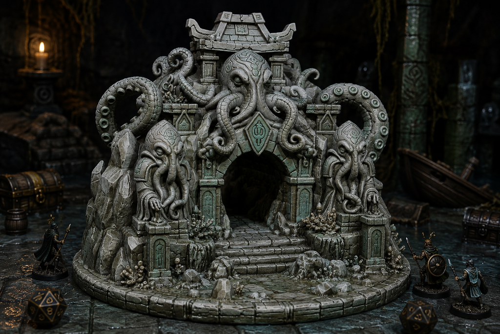 The Sunken Shrine – Eldritch Ocean Temple Dungeon Entrance & Tabletop Terrain