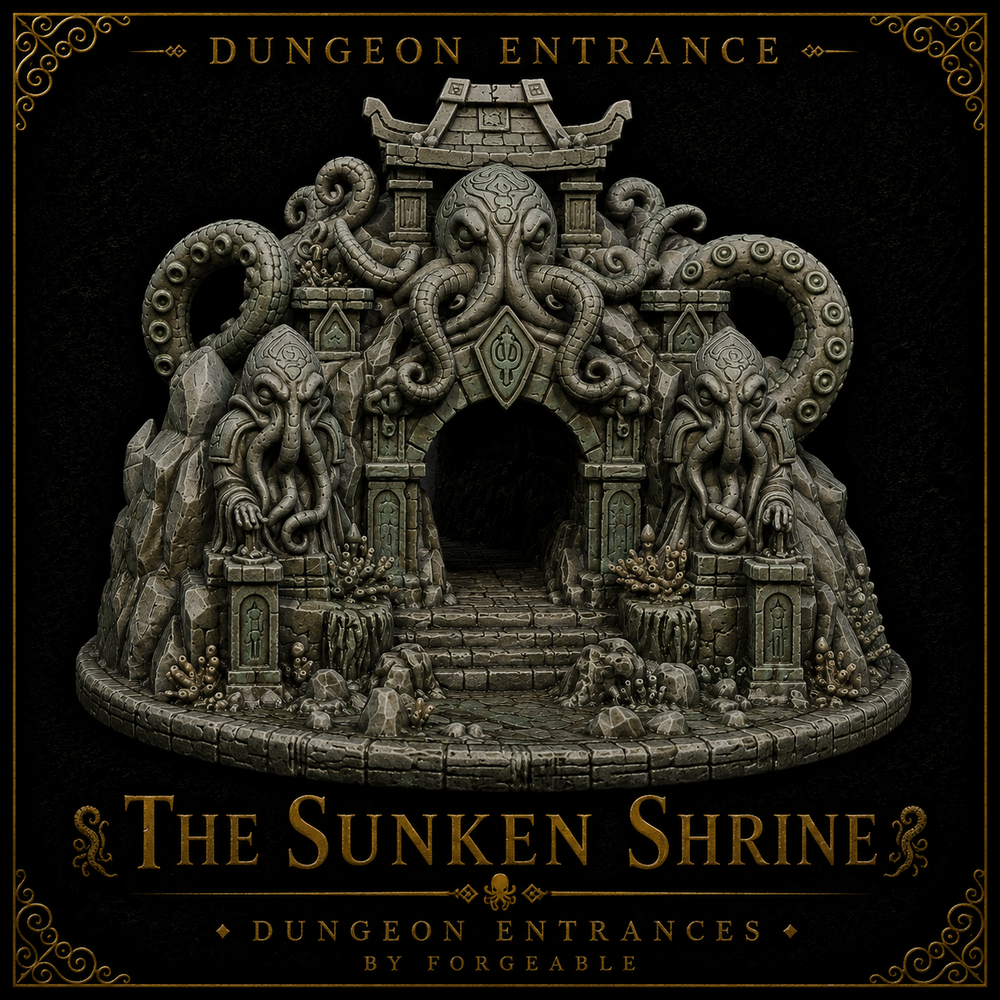 The Sunken Shrine – Eldritch Ocean Temple Dungeon Entrance & Tabletop Terrain