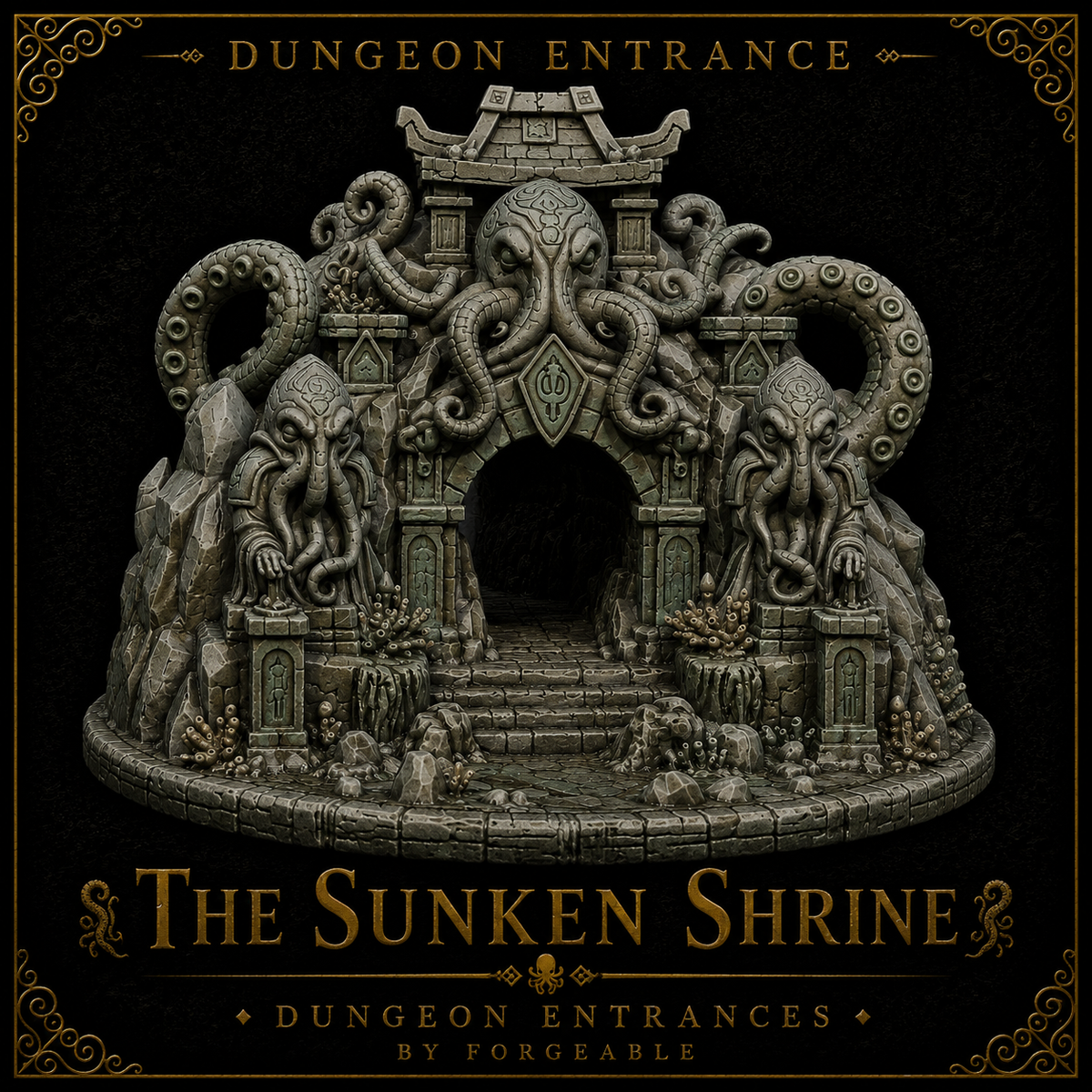 The Sunken Shrine – Eldritch Ocean Temple Dungeon Entrance & Tabletop Terrain
