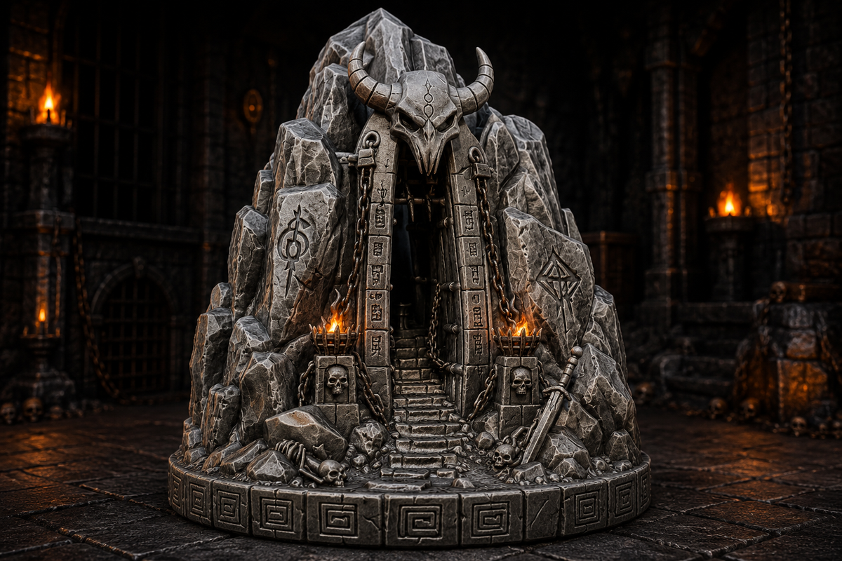 The Forsaken Gate – Demonic Mountain Dungeon Entrance & Tabletop Terrain