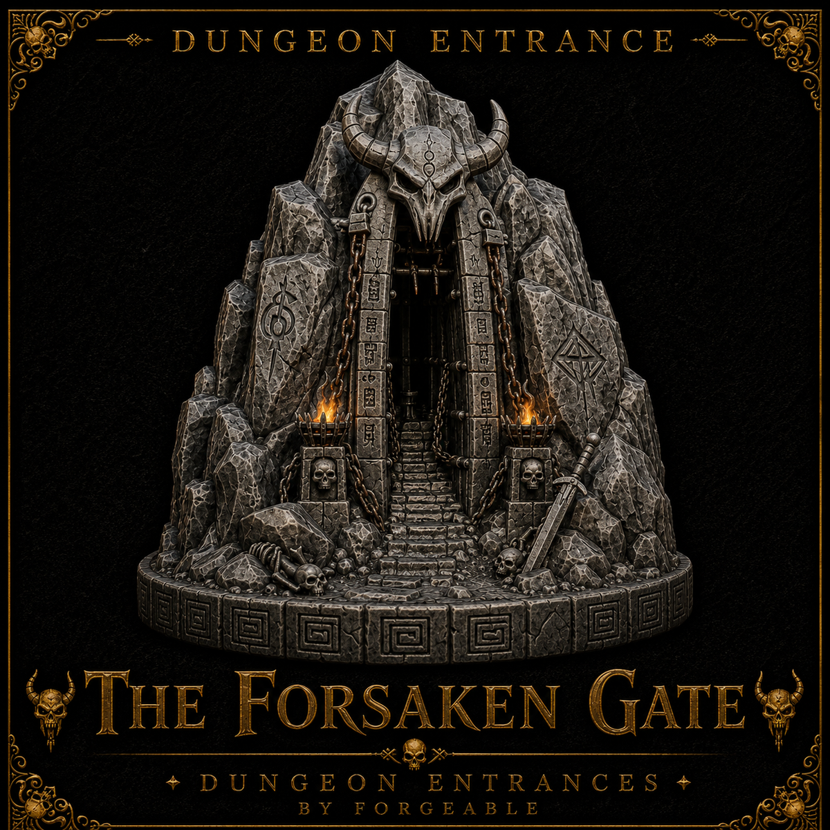 The Forsaken Gate – Demonic Mountain Dungeon Entrance & Tabletop Terrain