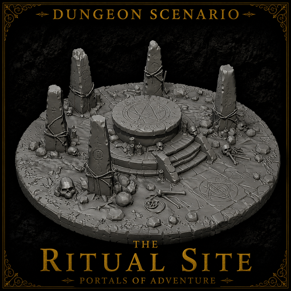 Ritual Site – Dark Sacrificial Altar Dungeon Scenario | 32mm Tabletop Terrain