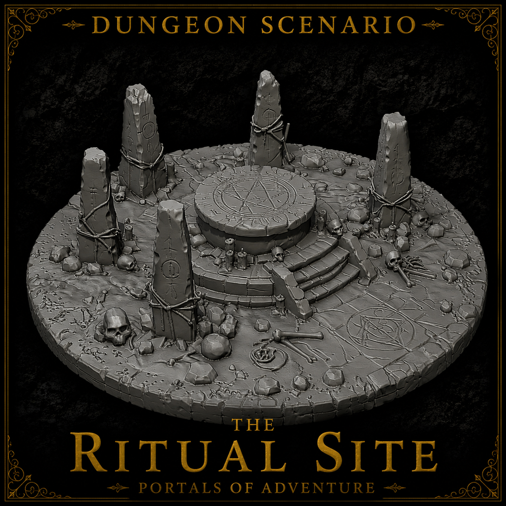 Ritual Site – Dark Sacrificial Altar Dungeon Scenario | 32mm Tabletop Terrain