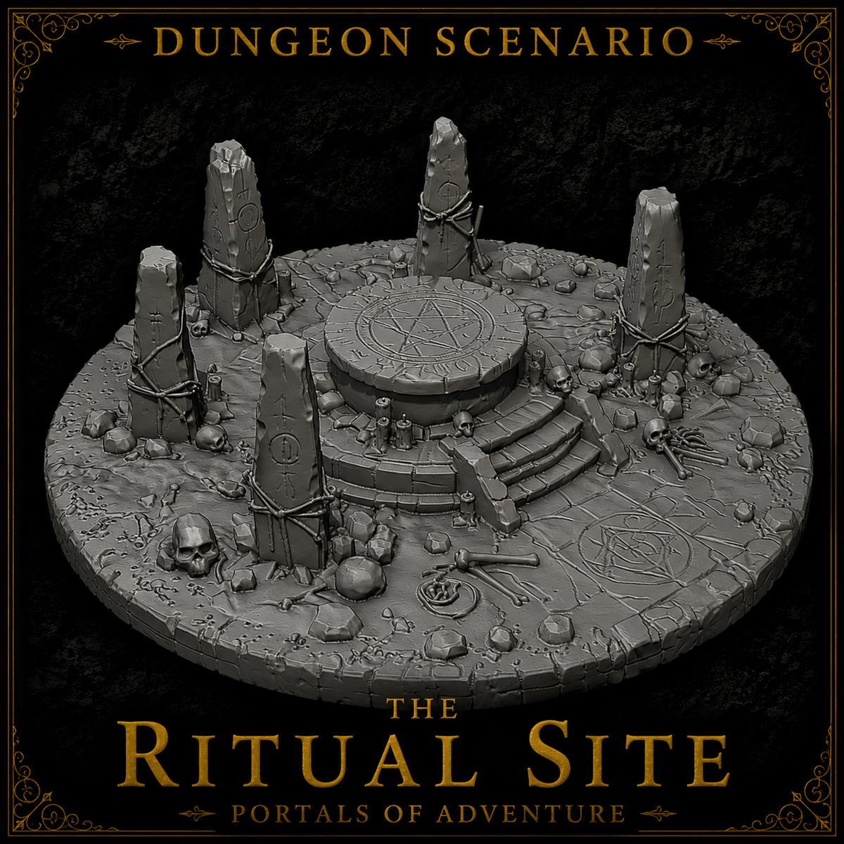 Ritual Site – Dark Sacrificial Altar Dungeon Scenario | 32mm Tabletop Terrain