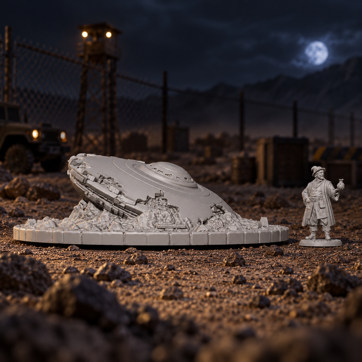Crashed UFO – Alien Impact Site Dungeon Scenario | 32mm Tabletop Terrain