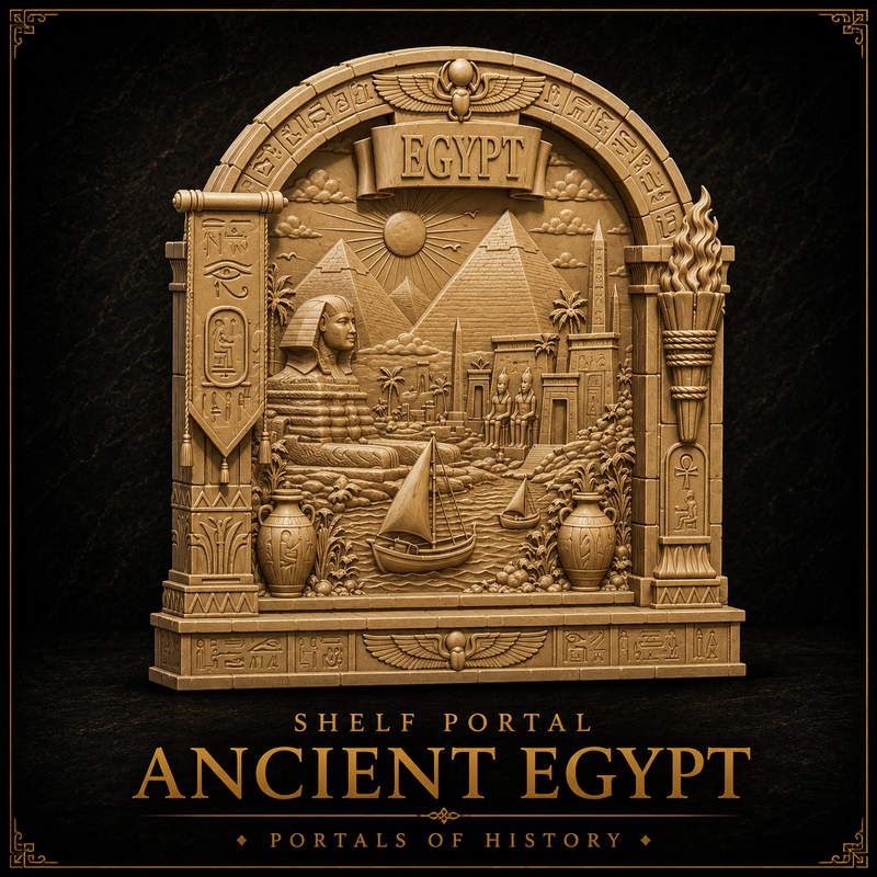 Ancient Egypt Shelf Portal – Pyramids & Nile Historical Shelf Display