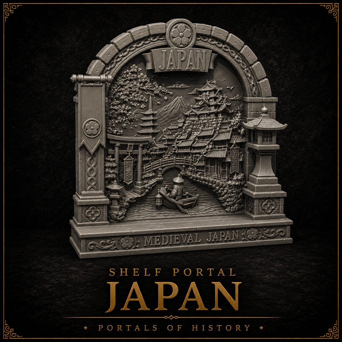 Medieval Japan Shelf Portal – Historical Japanese Castle Shelf Display