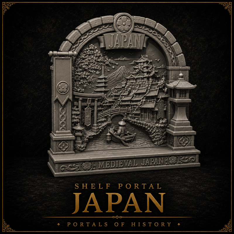 Medieval Japan Shelf Portal – Historical Japanese Castle Shelf Display