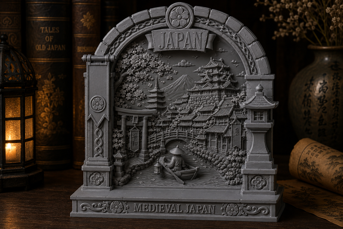 Medieval Japan Shelf Portal – Historical Japanese Castle Shelf Display