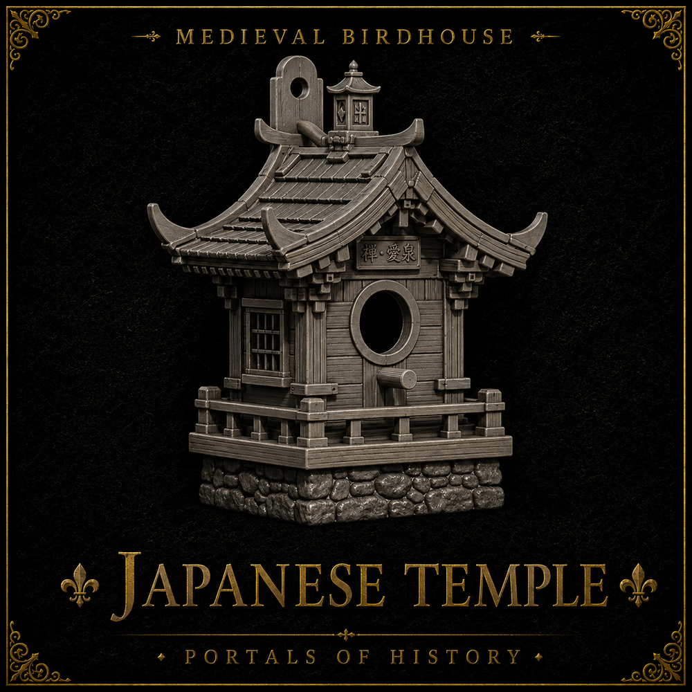 Japanese Temple Birdhouse – Medieval Japan Outdoor Bird Box