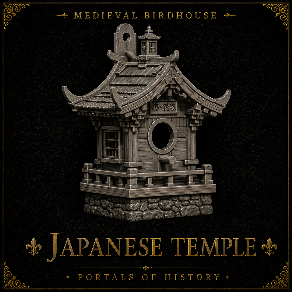 Japanese Temple Birdhouse – Medieval Japan Outdoor Bird Box