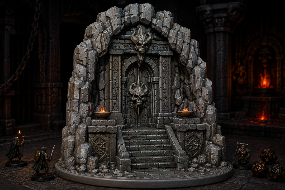The Infernal Gate – Demonic Mountain Dungeon Entrance & Tabletop Terrain