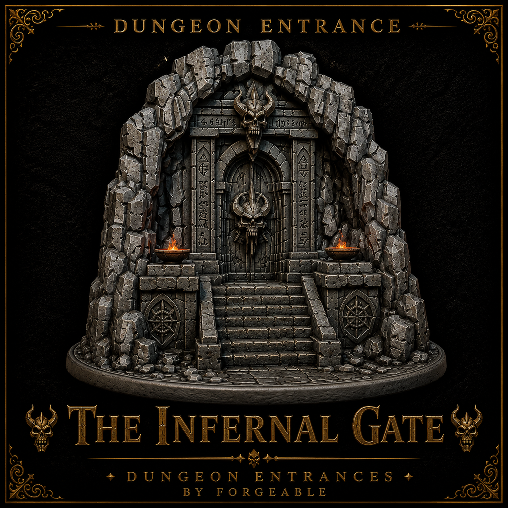 The Infernal Gate – Demonic Mountain Dungeon Entrance & Tabletop Terrain