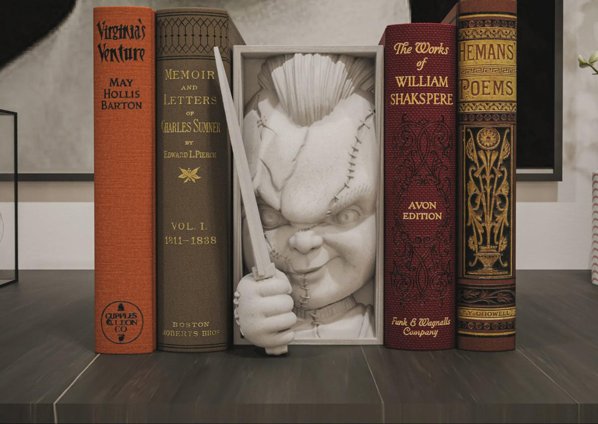Cursed Slasher Doll Book Nook - Horror Bookshelf Insert & Wall Display + FREE Bookmark