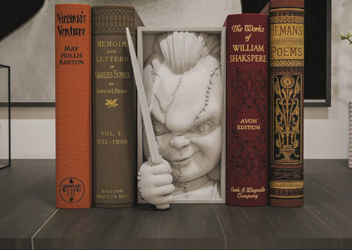 Cursed Slasher Doll Book Nook - Horror Bookshelf Insert & Wall Display + FREE Bookmark