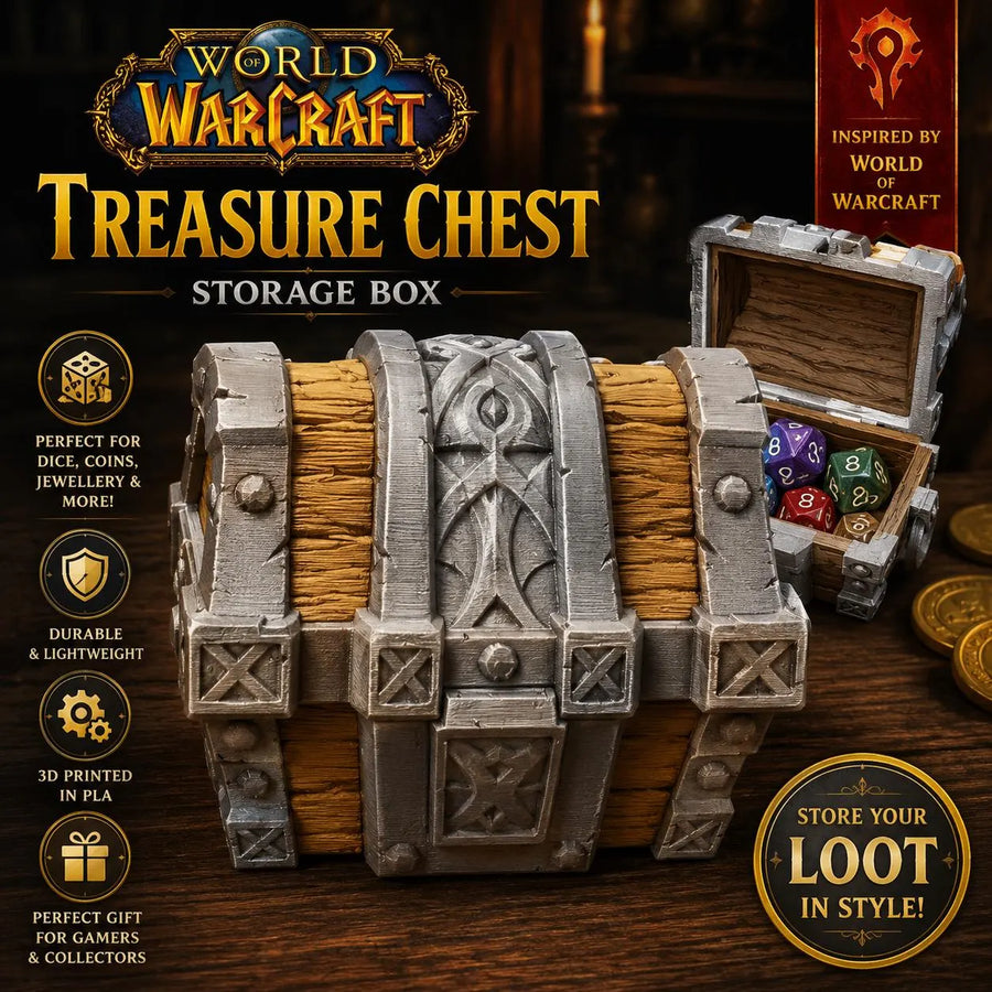 WoW Inspired Treasure Chest - Desk Storage Box | Fantasy Loot Chest & Gamer Gift