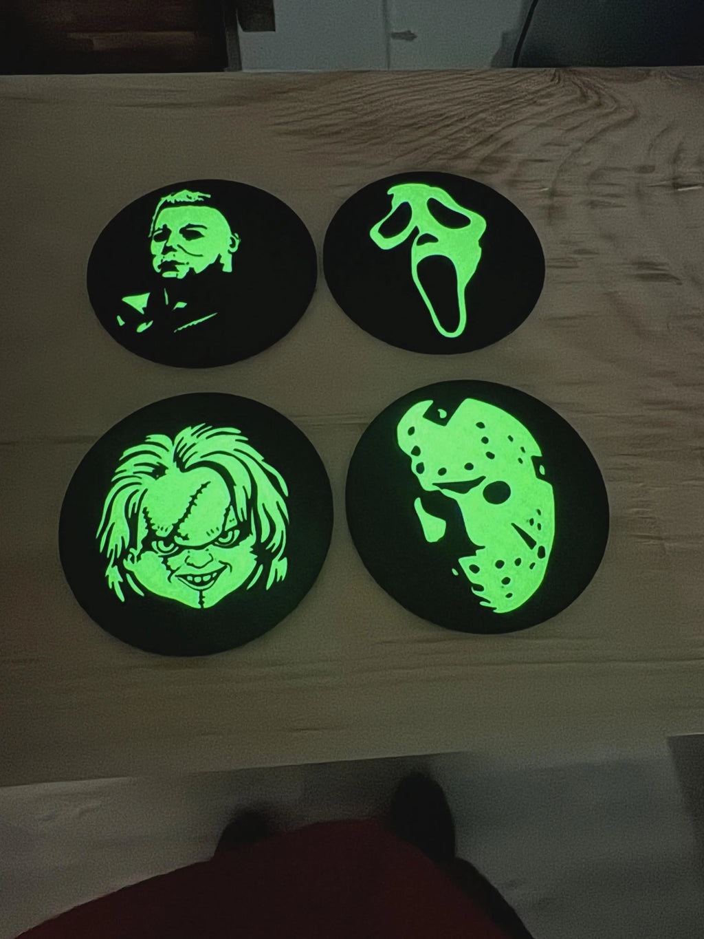Horror Movie Coaster Set with Holder - Chucky, Ghostface, Michael Myers & Jason Coasters | Horror Gifts