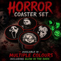 Horror Movie Coaster Set with Holder - Chucky, Ghostface, Michael Myers & Jason Coasters | Horror Gifts