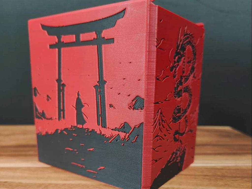 Samurai MTG Deck Box | 3D Printed Commander Deck Box | Holds 115 Double Sleeved Cards | Bushido Inspired Magic The Gathering Storage