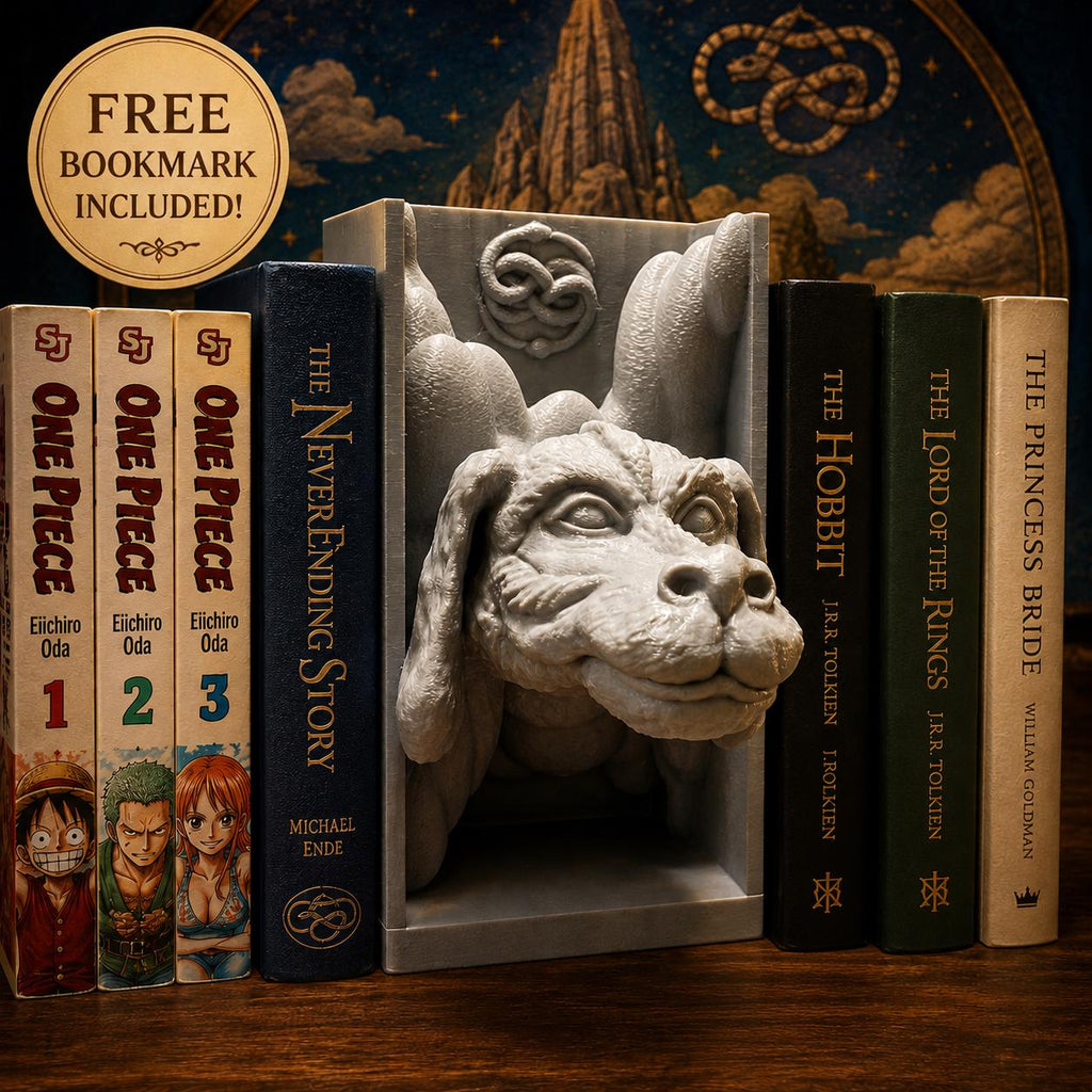 Luck Dragon Book Nook | 80s Fantasy Dragon Bookshelf Insert & Wall Display + FREE Bookmark