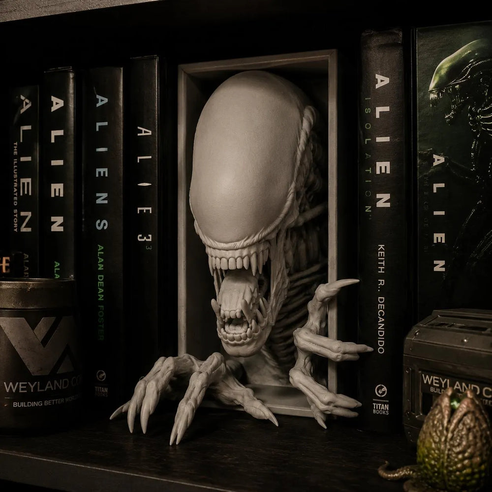 Alien Creature Book Nook - Sci-Fi Horror Bookshelf & Wall Display Insert + FREE Bookmark