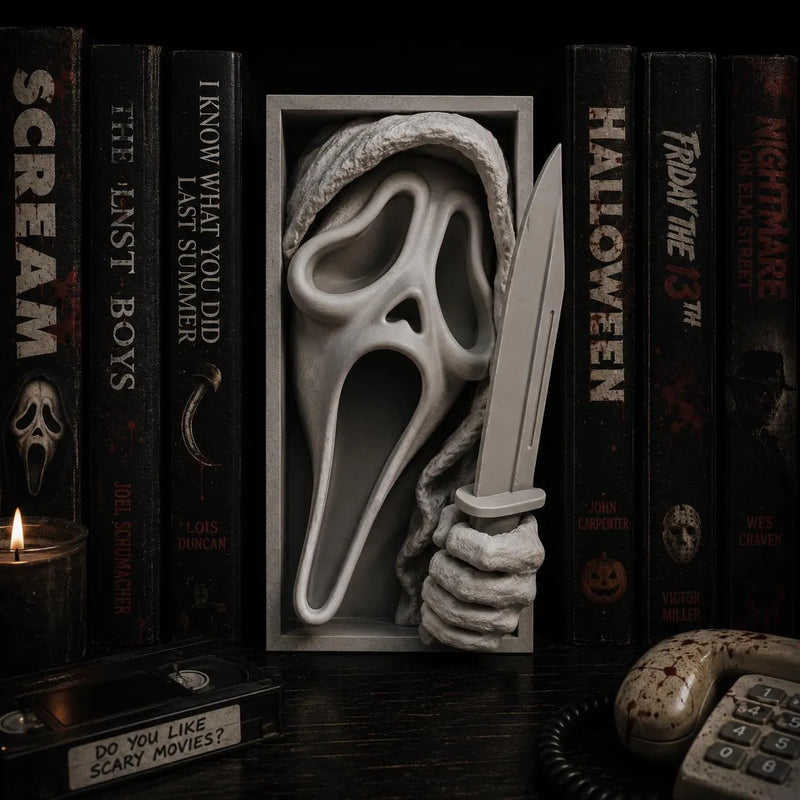 Hooded Stalker Slasher Book Nook - Horror Bookshelf Insert & Wall Display + FREE Bookmark