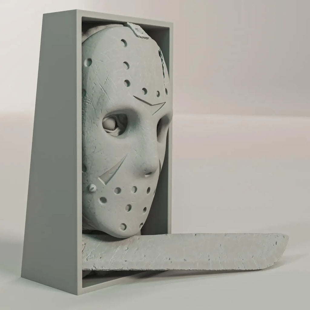 Hockey Masked Slasher Book Nook - 80s Horror Bookshelf & Wall Display Insert + FREE Bookmark