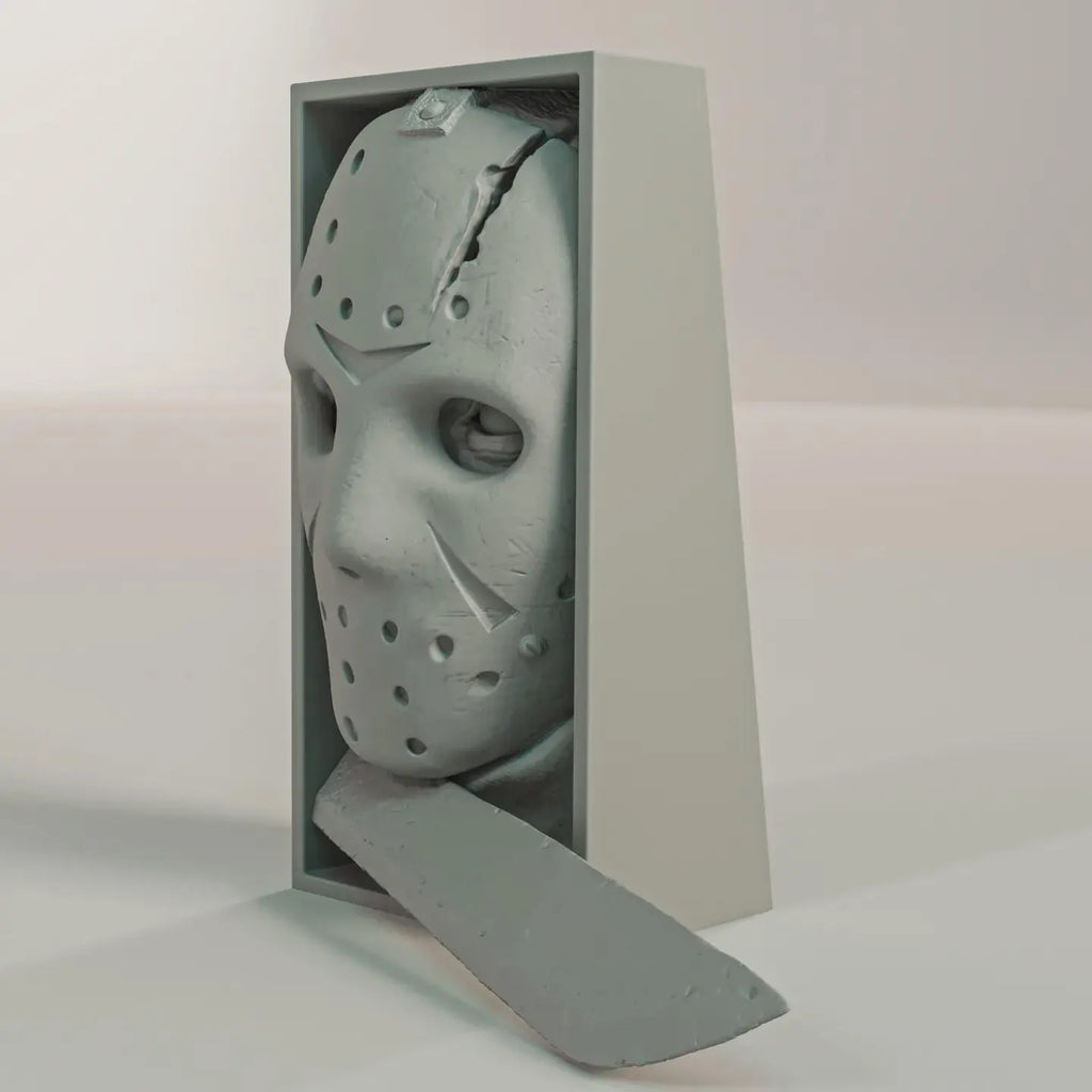 Hockey Masked Slasher Book Nook - 80s Horror Bookshelf & Wall Display Insert + FREE Bookmark