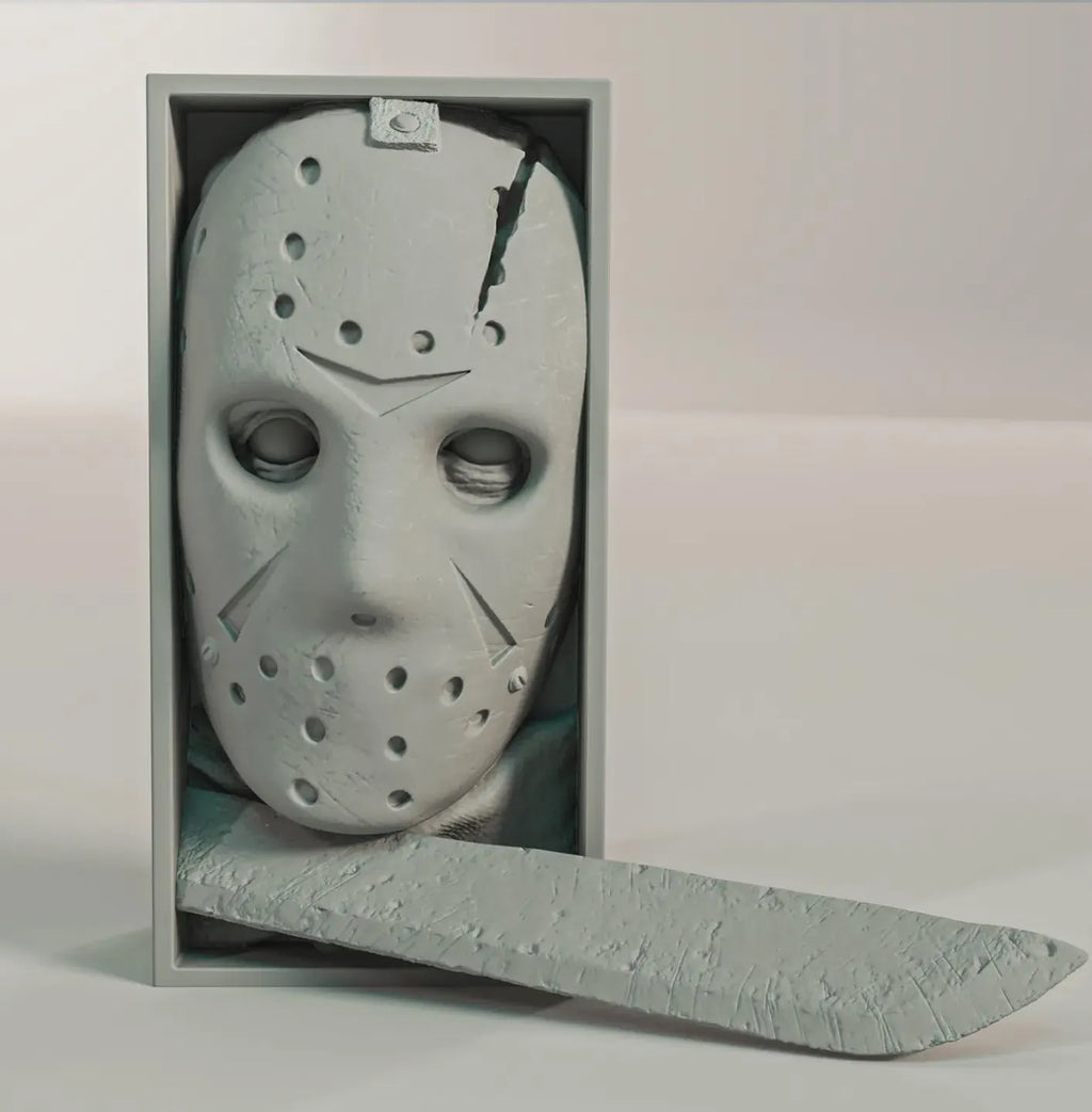Hockey Masked Slasher Book Nook - 80s Horror Bookshelf & Wall Display Insert + FREE Bookmark