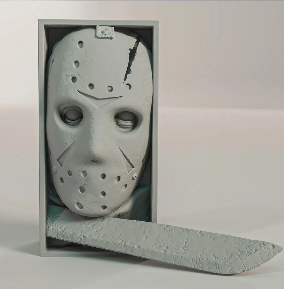 Hockey Masked Slasher Book Nook - 80s Horror Bookshelf & Wall Display Insert + FREE Bookmark