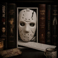 Hockey Masked Slasher Book Nook - 80s Horror Bookshelf & Wall Display Insert + FREE Bookmark