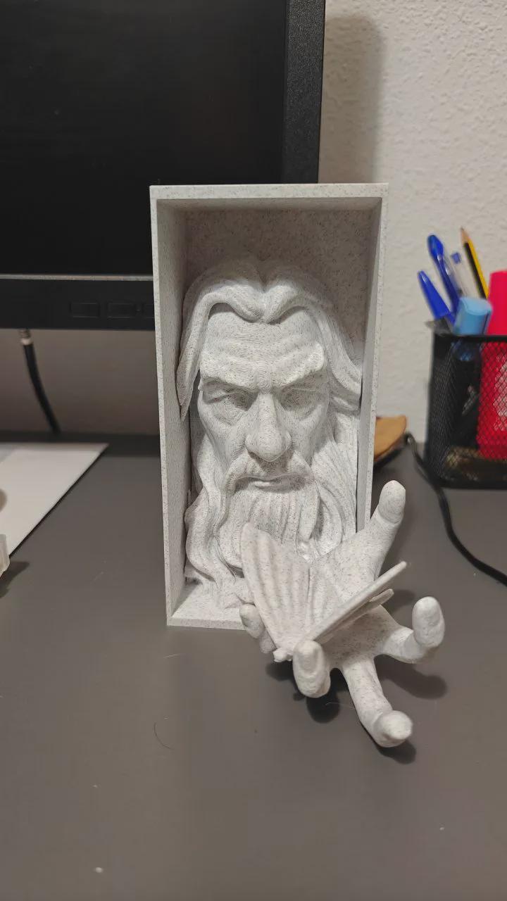 Gray Wizard Book Nook - Fantasy Bookshelf Insert & Wall Display + FREE Bookmark