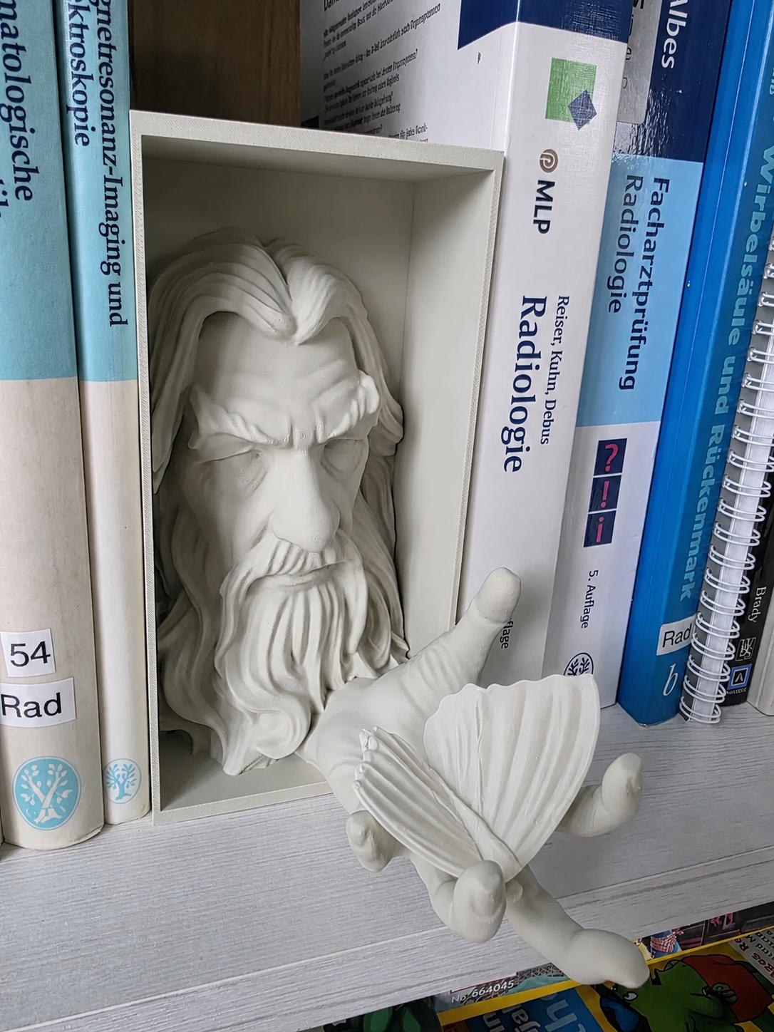 Gray Wizard Book Nook - Fantasy Bookshelf Insert & Wall Display + FREE Bookmark