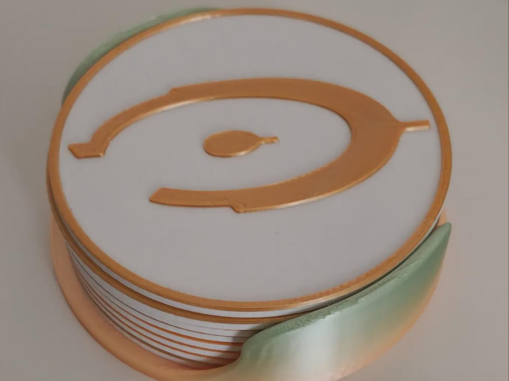 Halo Inspired Coaster Set with Holder | Gaming Desk Coasters - Set of 8