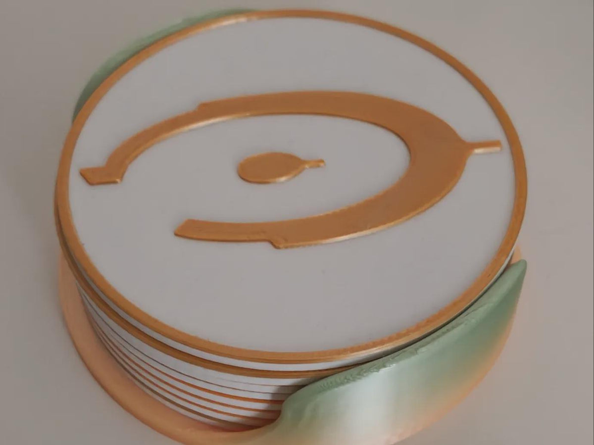 Halo Inspired Coaster Set with Holder | Gaming Desk Coasters - Set of 8