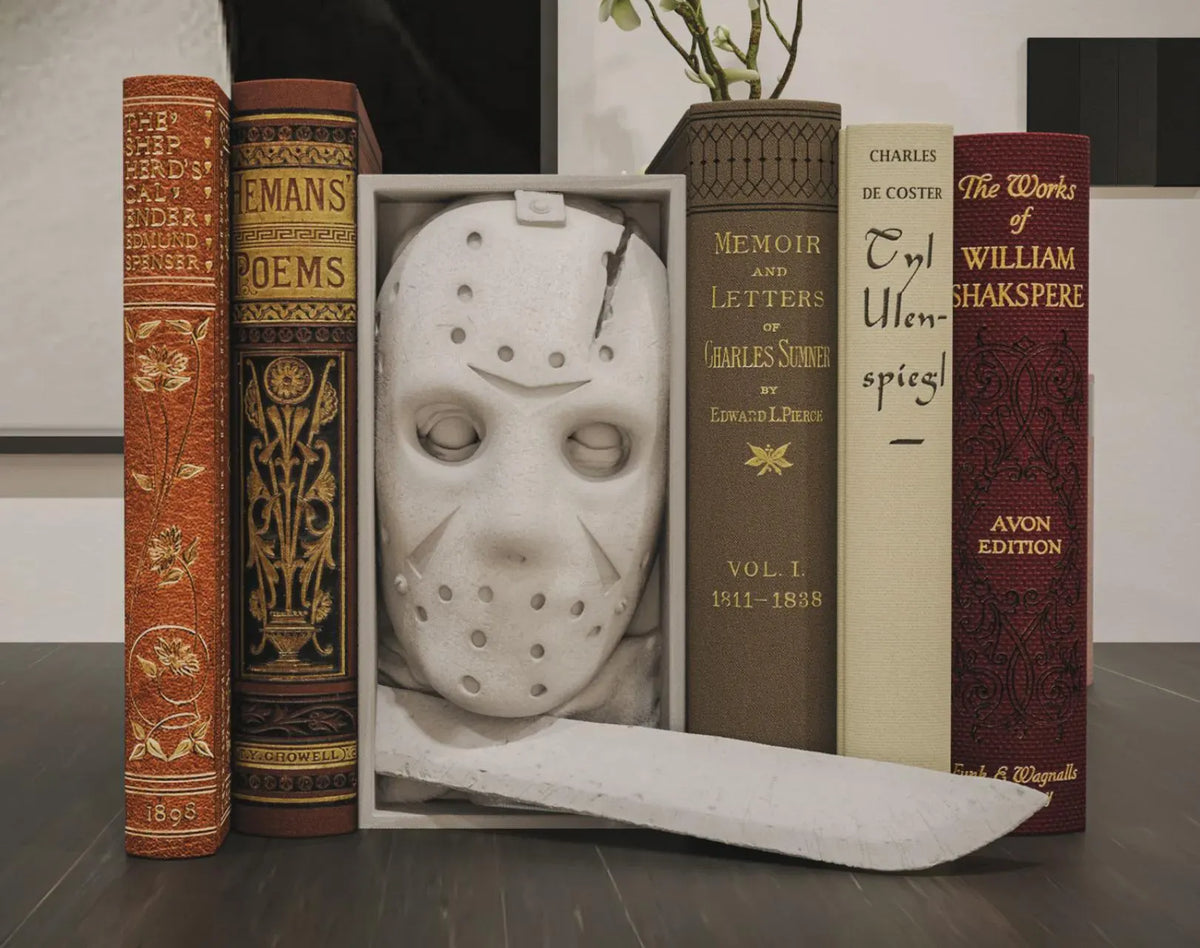 Hockey Masked Slasher Book Nook - 80s Horror Bookshelf & Wall Display Insert + FREE Bookmark