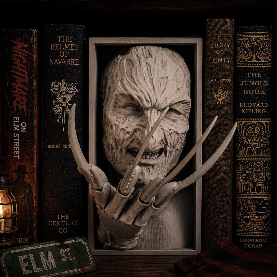 Nightmare Slasher Book Nook - 80s Horror Bookshelf Insert & Wall Display + FREE Bookmark