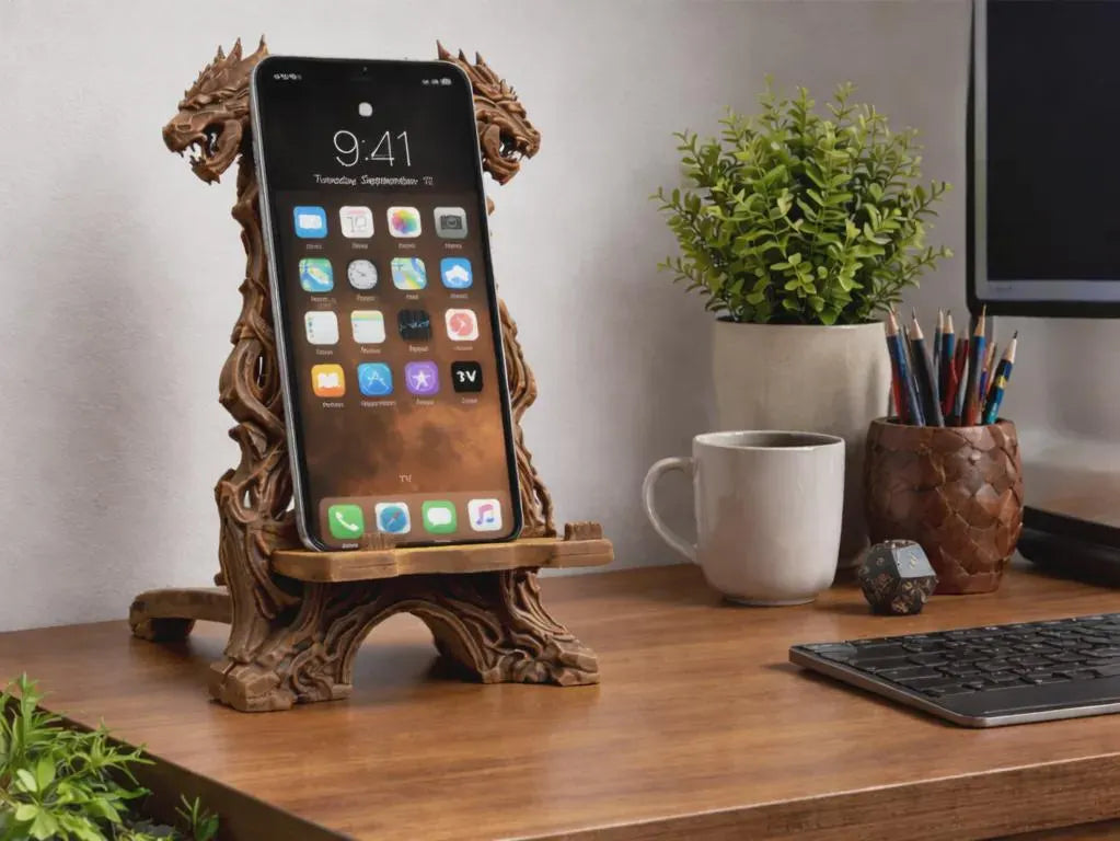 Dragon Throne Phone Stand | Fantasy Medieval Smartphone Holder | Gothic Desk Decor