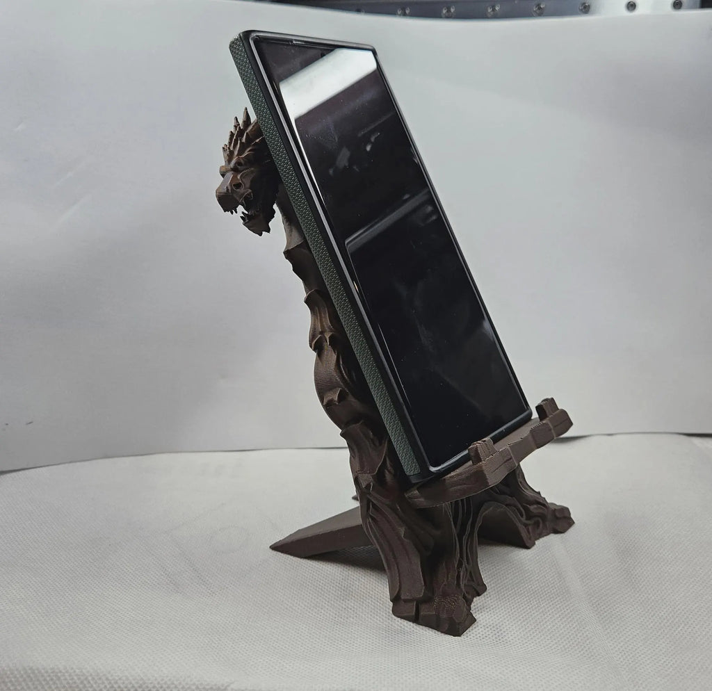 Dragon Throne Phone Stand | Fantasy Medieval Smartphone Holder | Gothic Desk Decor