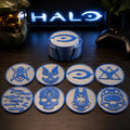 Halo Inspired Coaster Set with Holder | Gaming Desk Coasters - Set of 8