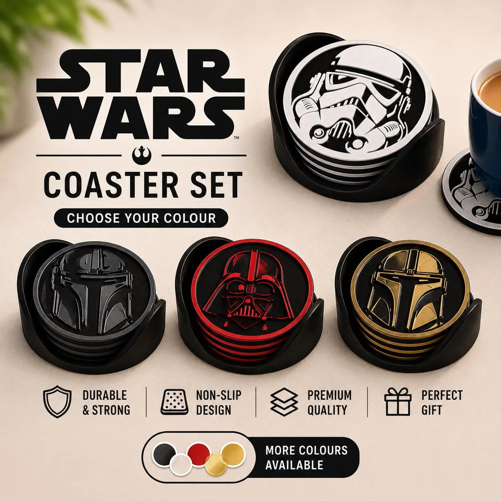 Galactic Coaster Sets – Star Wars Inspried Coasters | Darth Vader, Stormtrooper, Mandalorian