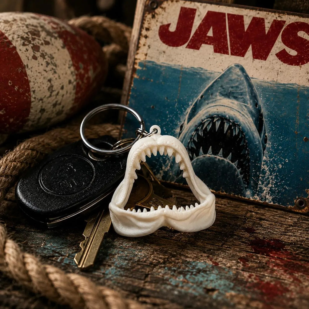 Shark Jaw Keyring - 80's Horror Movie Keychain Gift & Stocking Filler